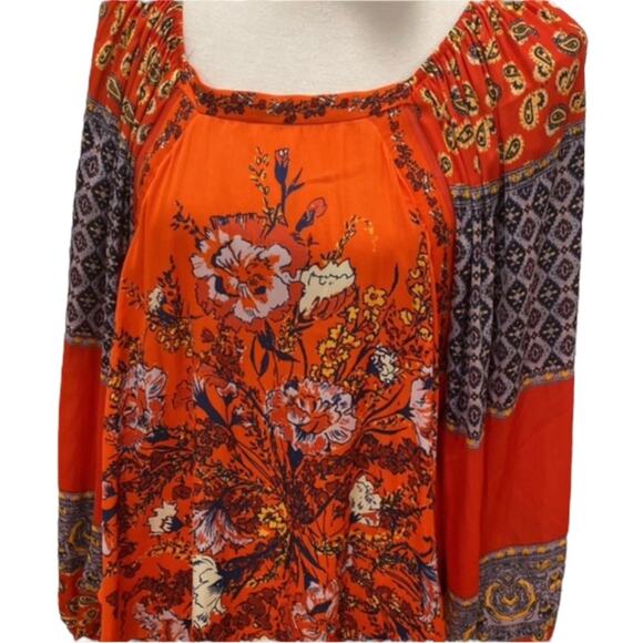 Free People Top Fall XS Blouse Oversized Flowy Cottage Boho Shirt Billowy 70s - Picture 10 of 17
